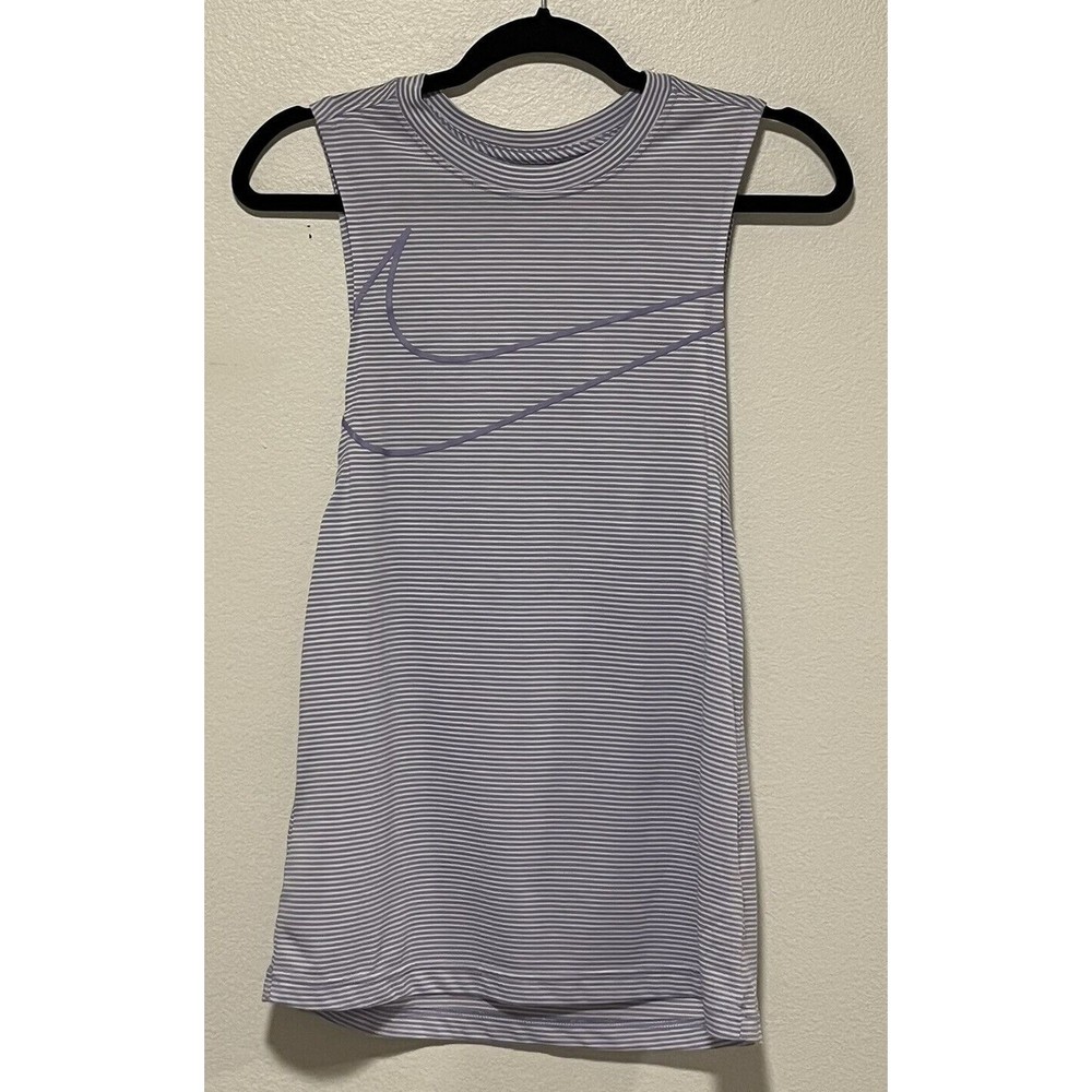 Nike Lavender Striped Womens Tank Top Size XS Oversized Running Athleisure Gym